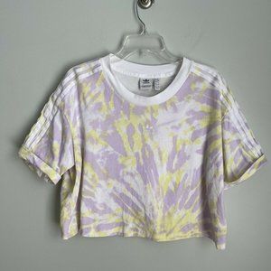 Adidas Trefoil Yellow Purple Tie Dye Cropped Top